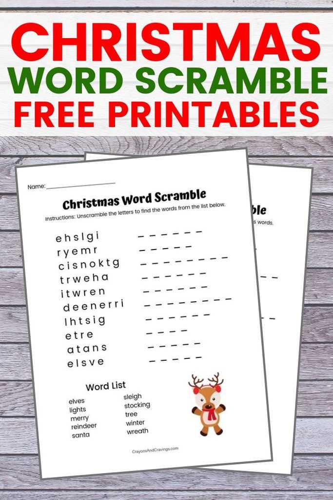 free christmas word scramble printable