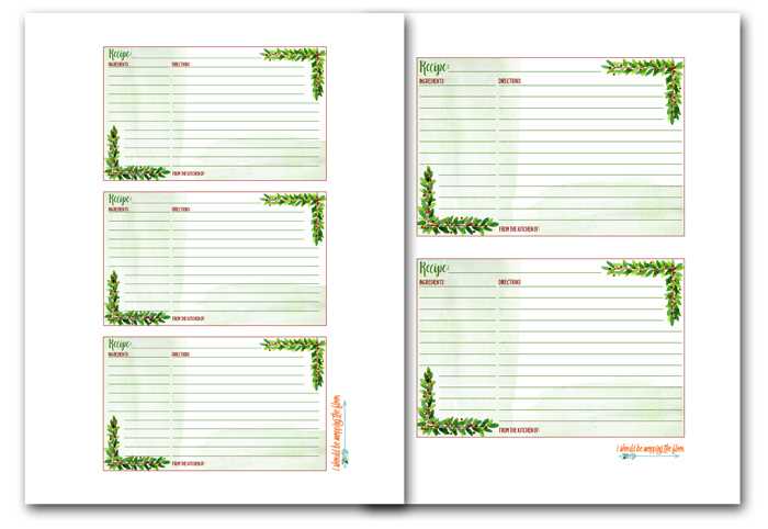 printable christmas recipe cards