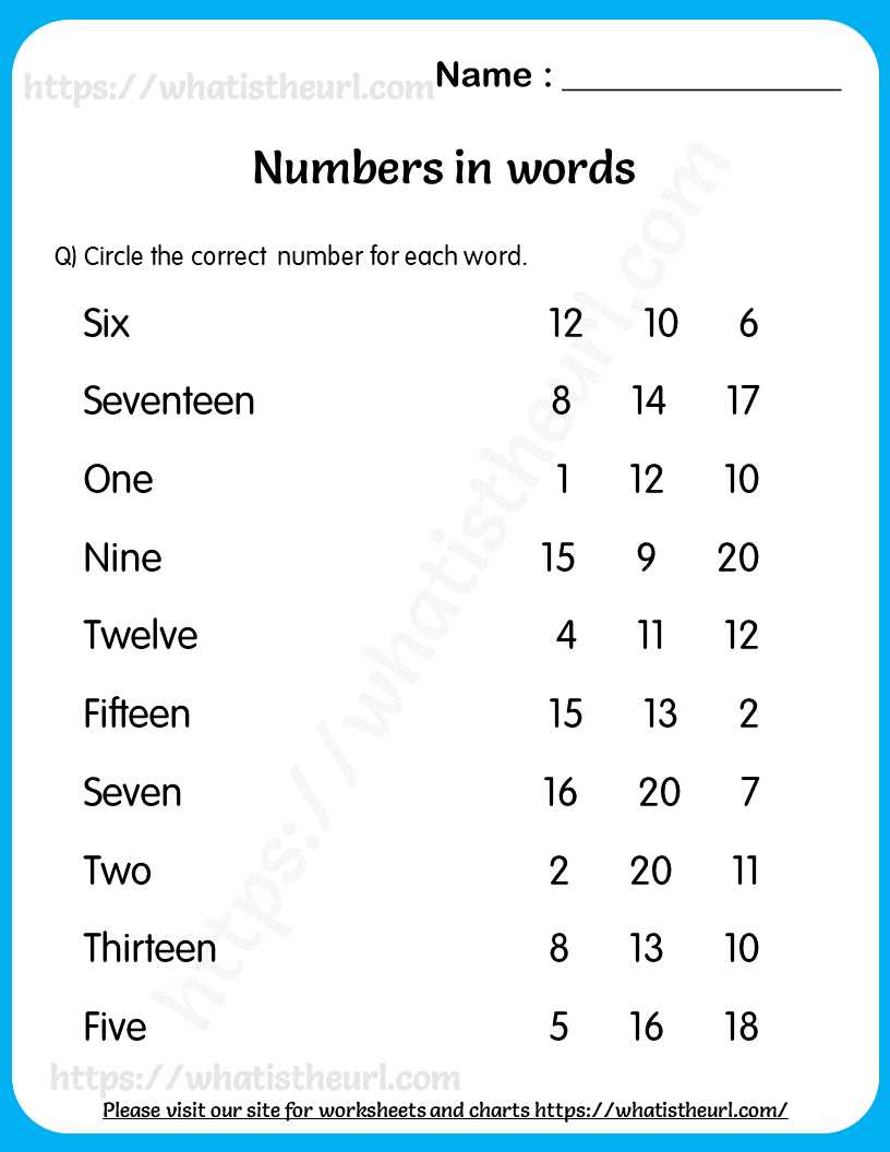 number words chart printable