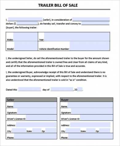 printable travel trailer camper bill of sale template