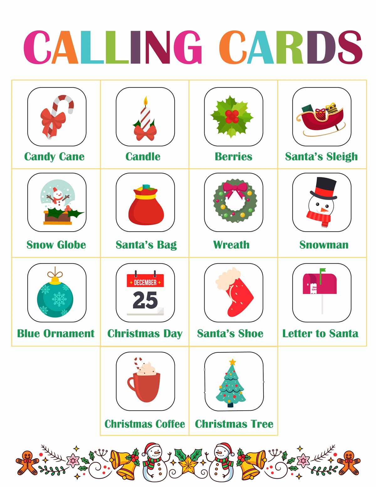 christmas bingo printables