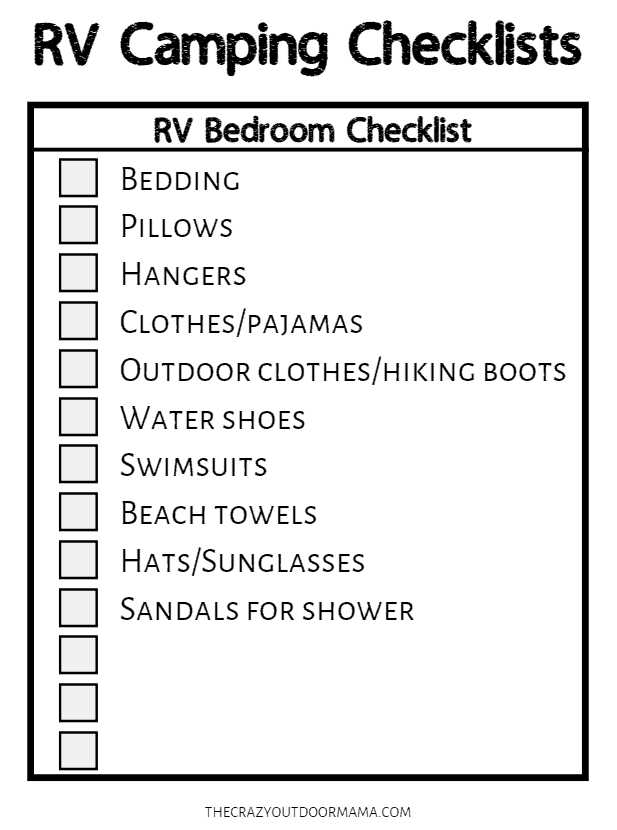 printable camper checklist