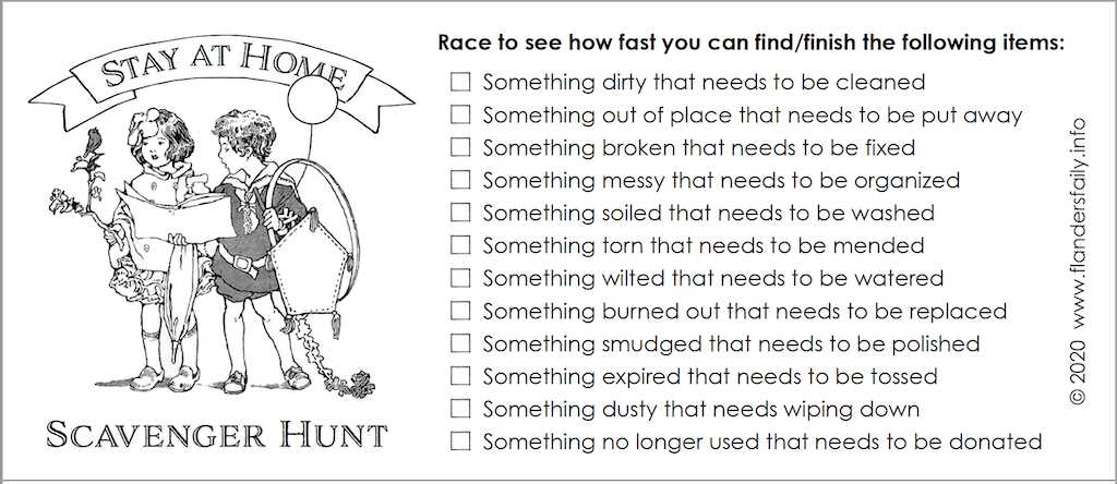 indoor scavenger hunt printable