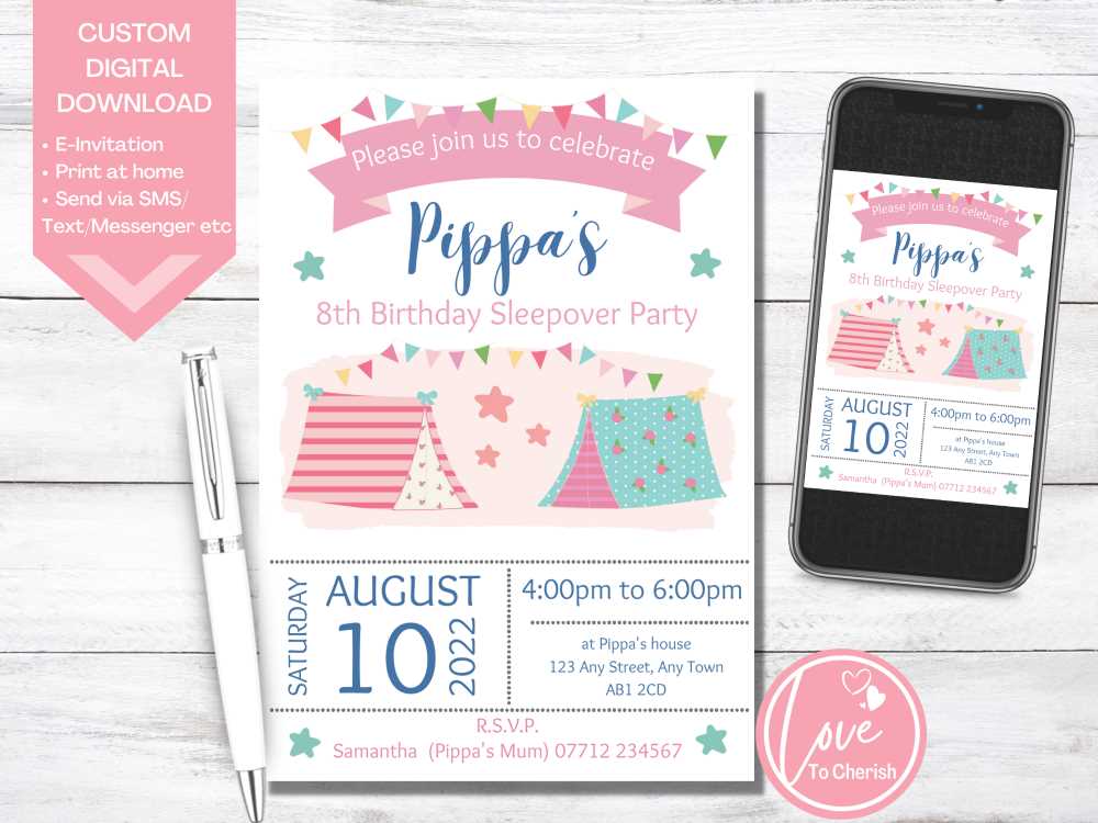 invitations for sleepovers printables