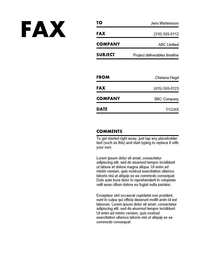 printable fax cover sheet