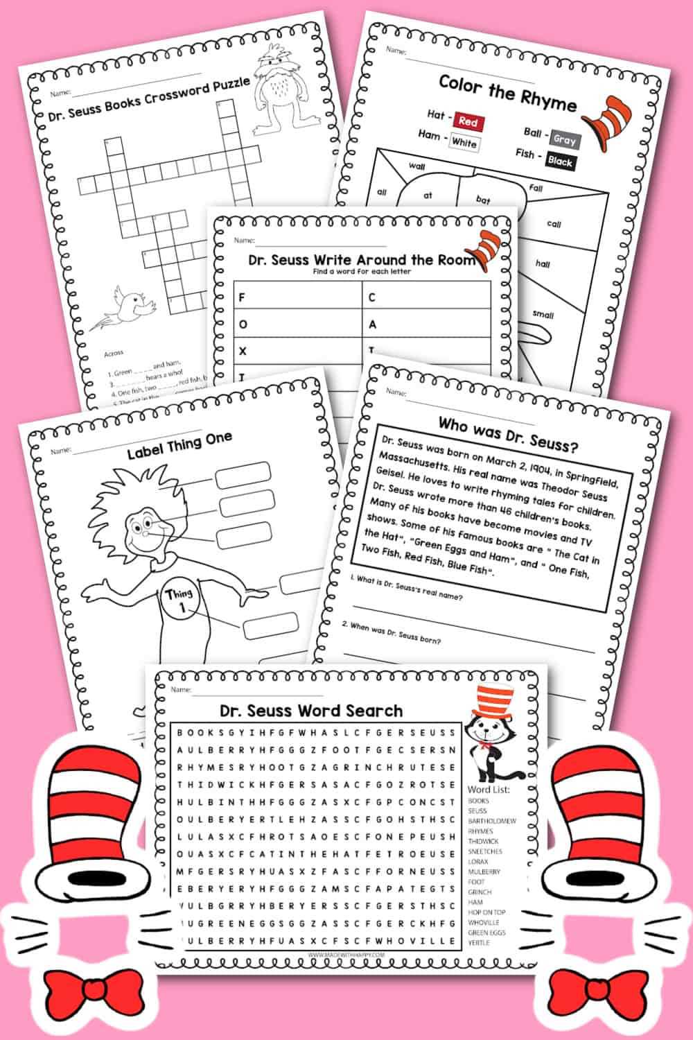 free printable dr seuss hat