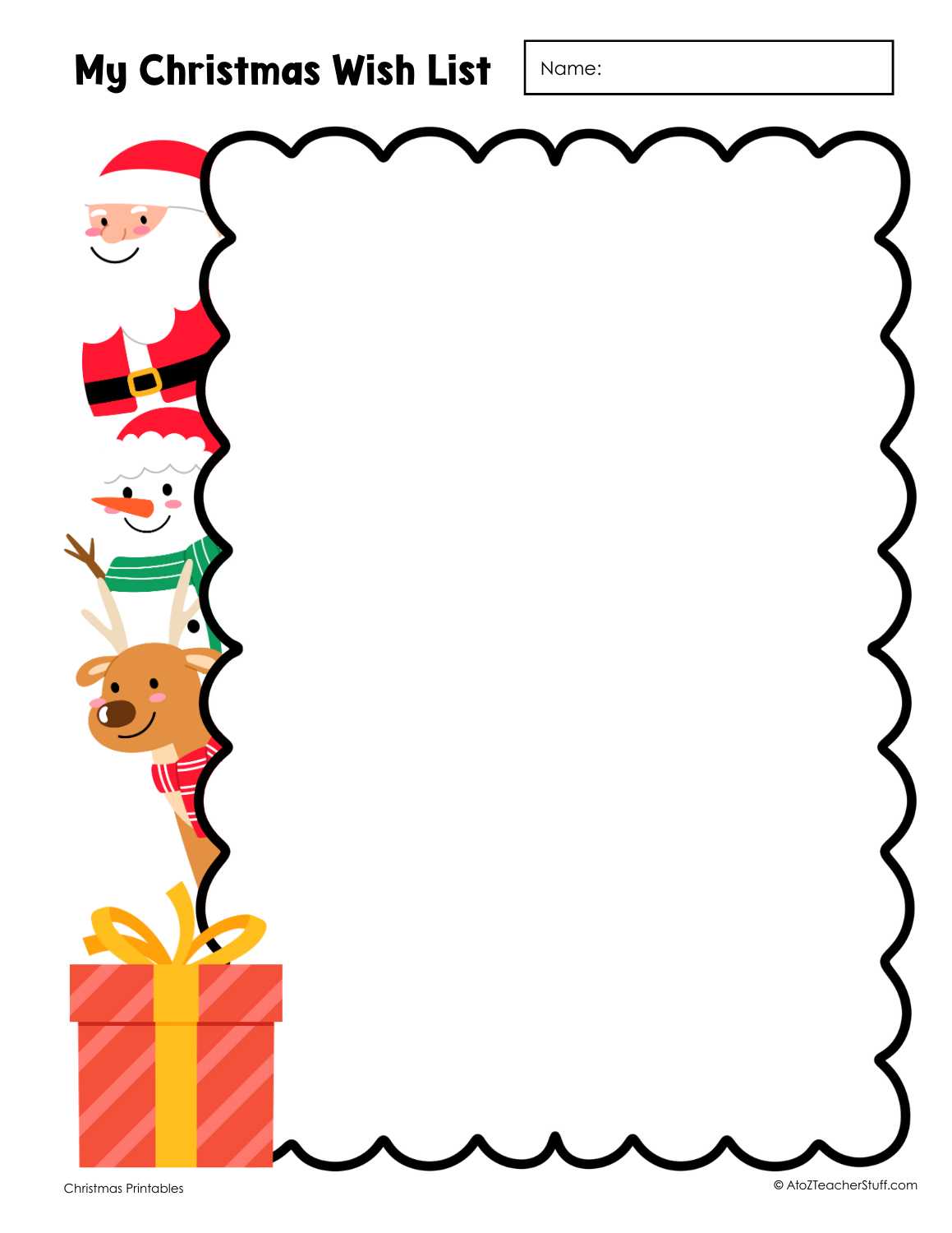 my christmas wish list printable