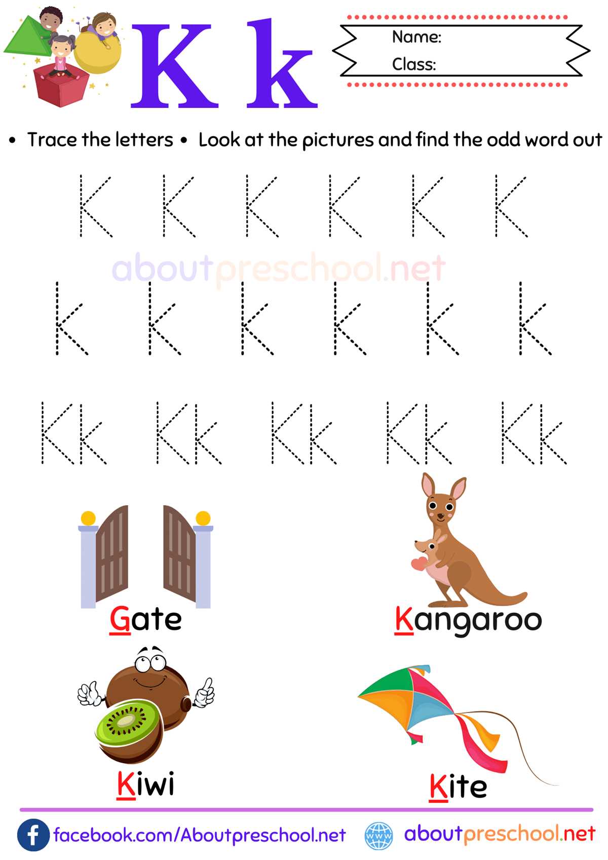 letter k printable worksheets