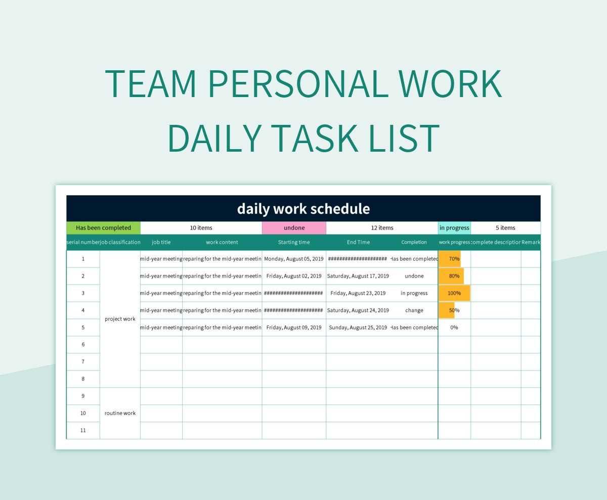 printable daily task list