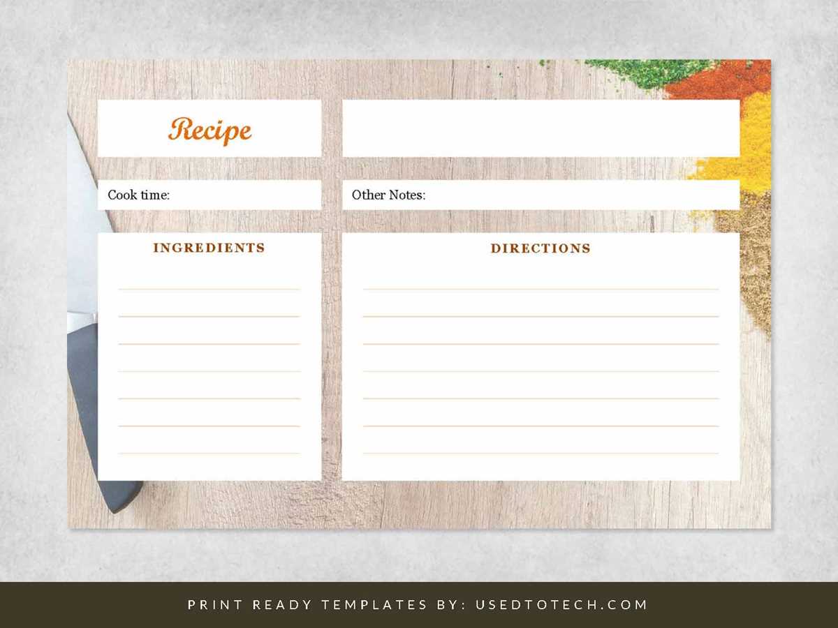 printable editable recipe card template