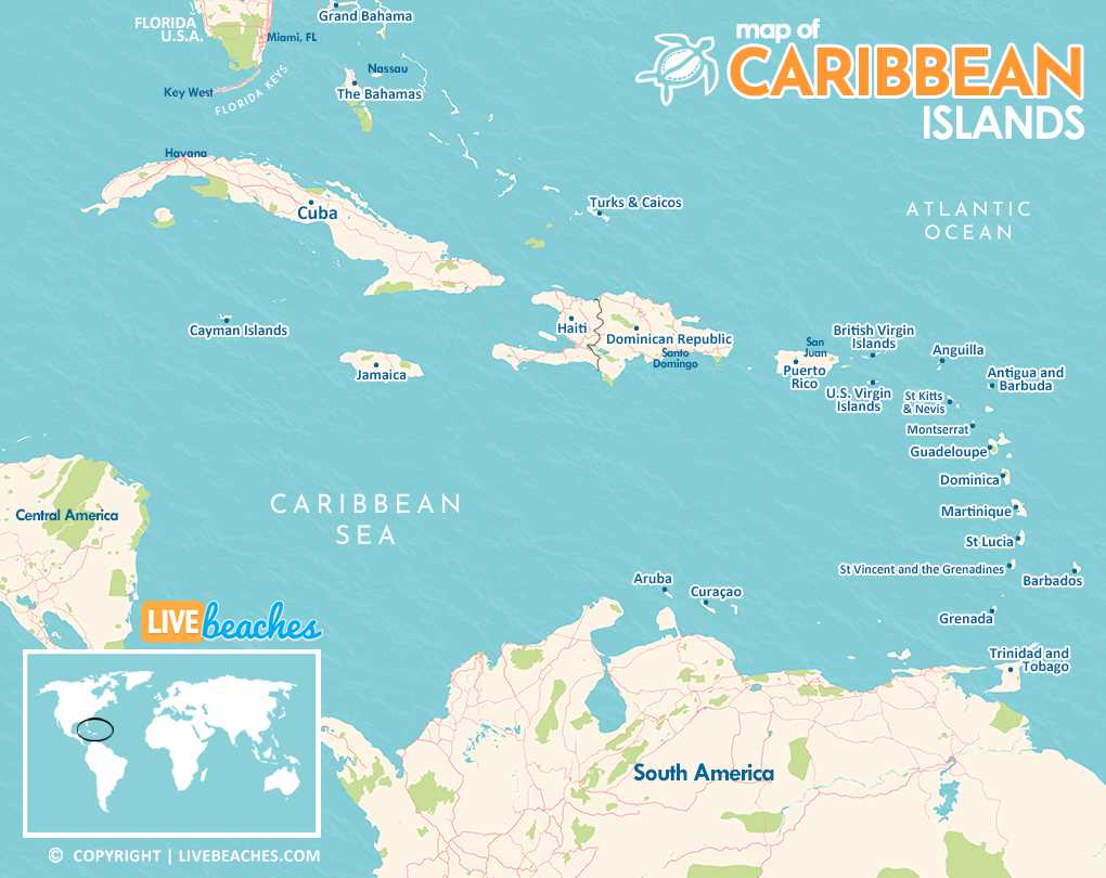 printable caribbean map