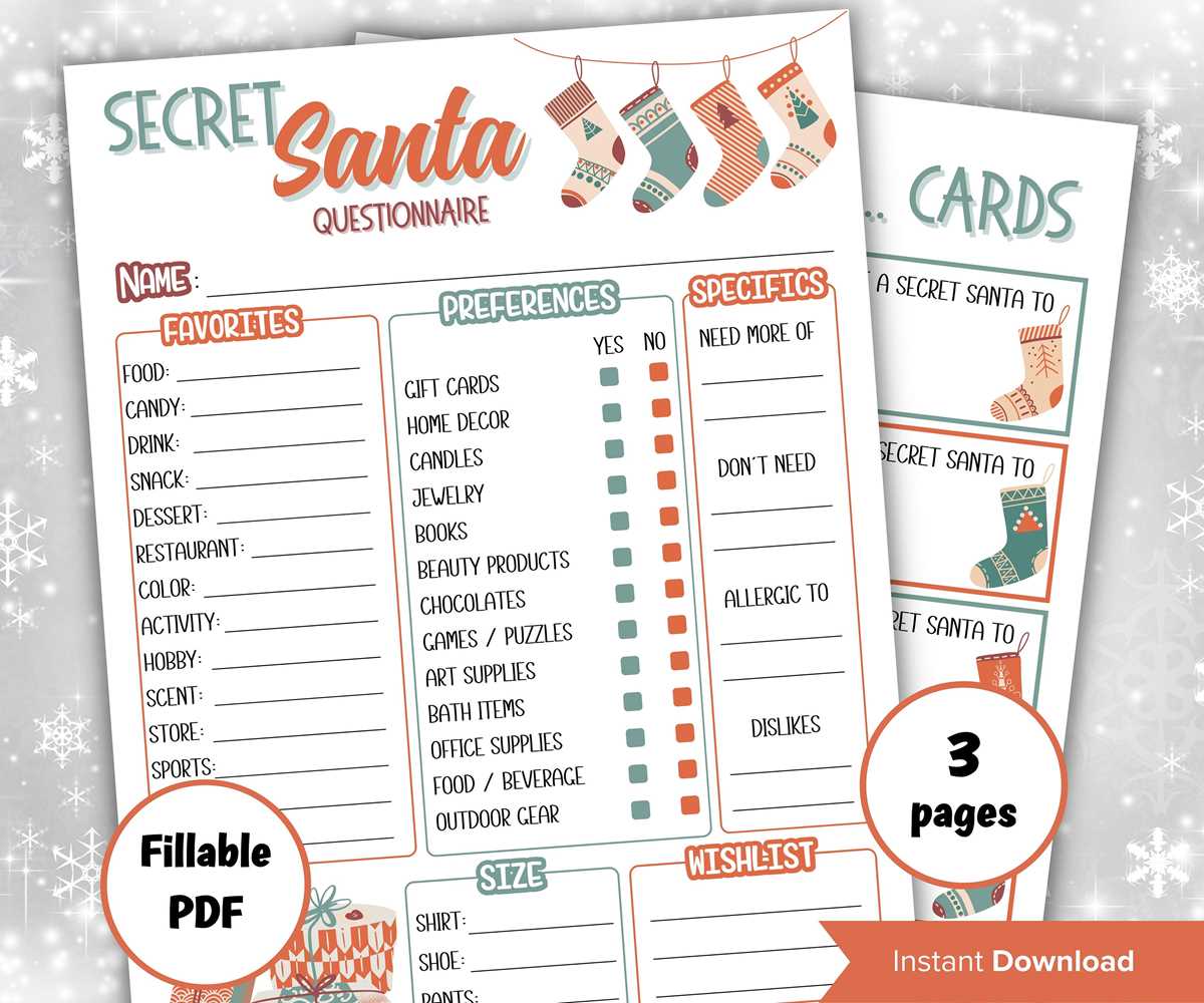 secret santa list printable