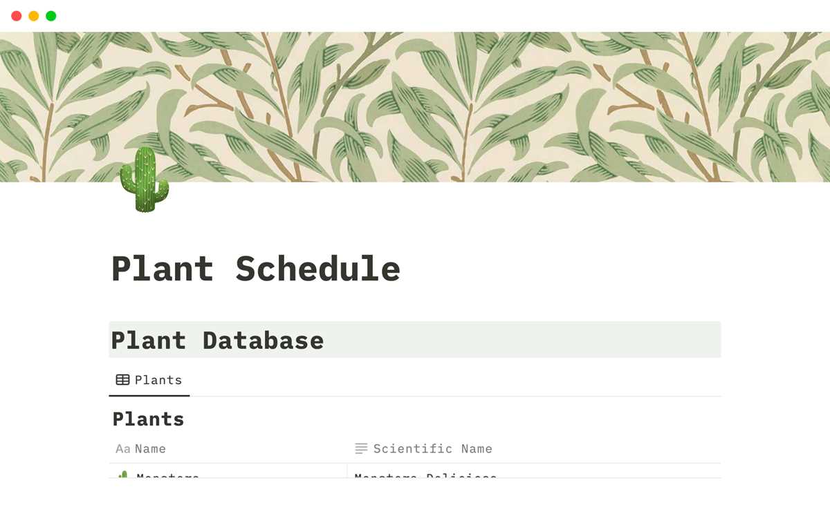 free printable plant watering schedule