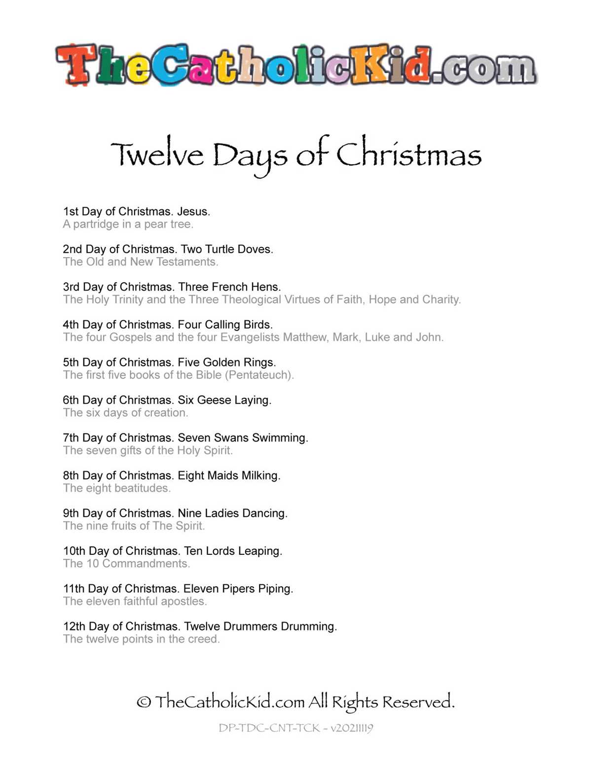 printable words for the twelve days of christmas