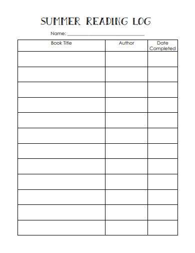 printable summer reading log