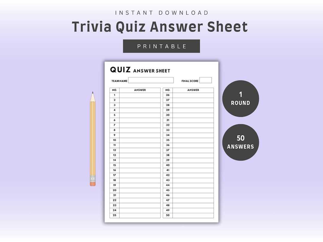 trivia answer sheets printable