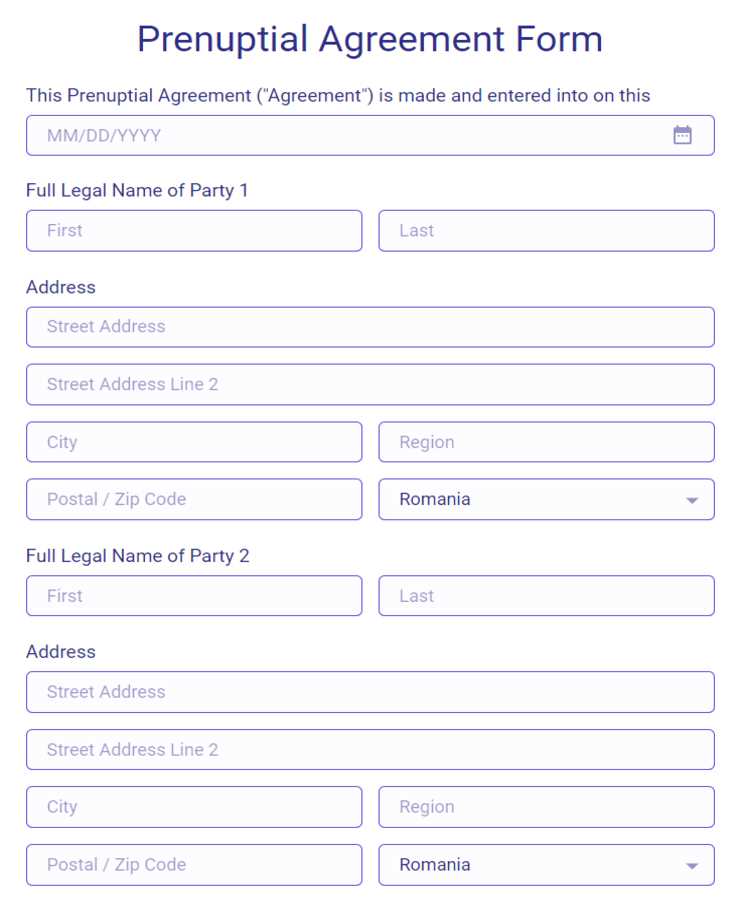 printable prenuptial agreement sample