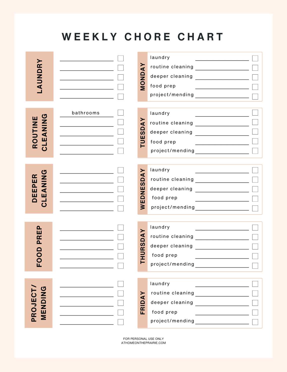 chore checklist printable