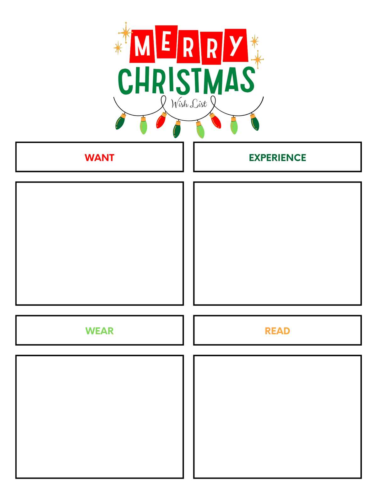 free printable christmas list template