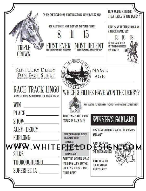 kentucky derby trivia printable