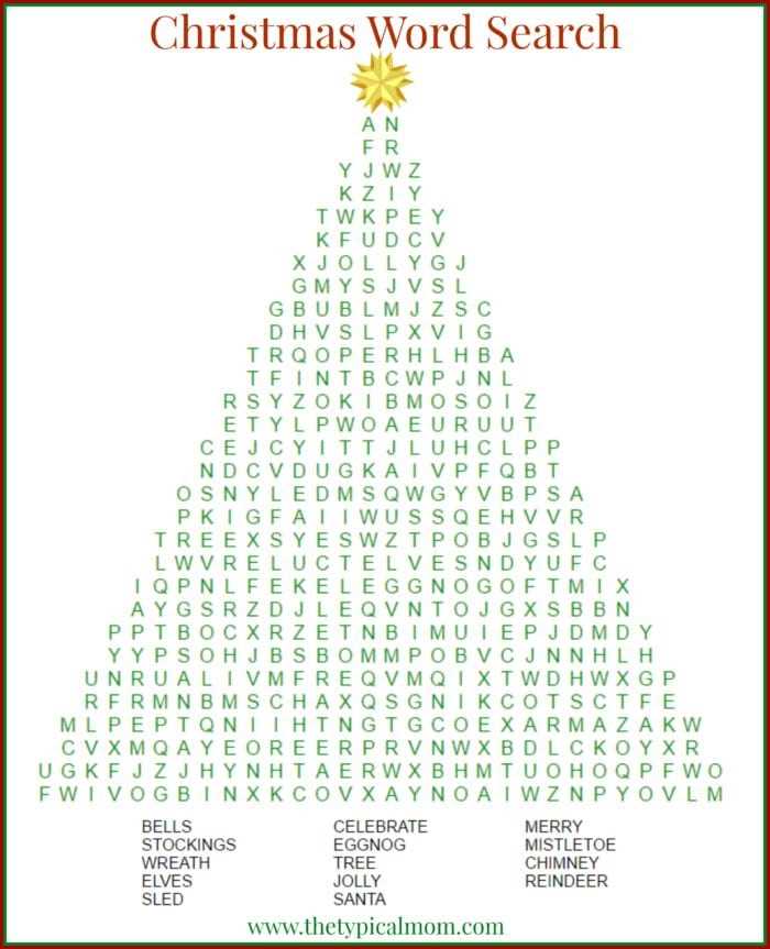 christmas printable word search puzzles