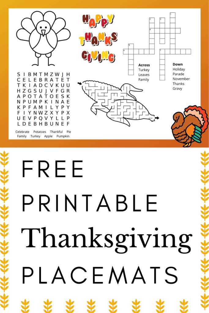 free printable thanksgiving crossword