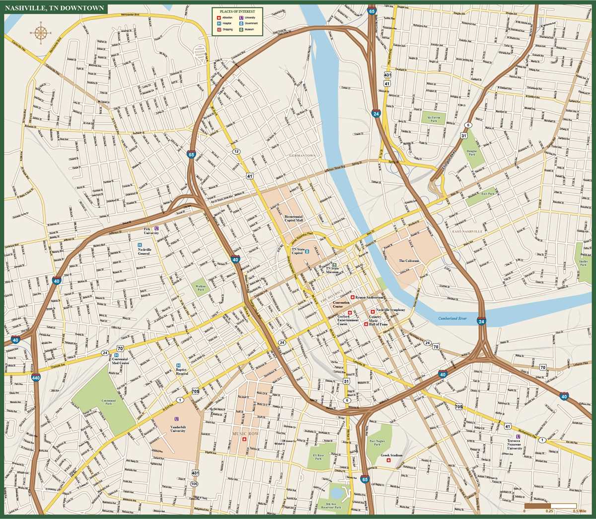 nashville map printable