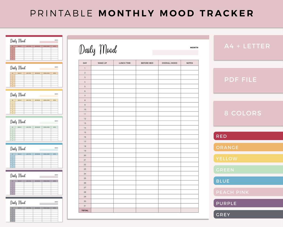 daily mood tracker printable