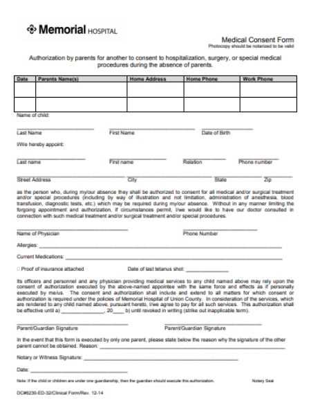 grandparent printable medical consent form for minor