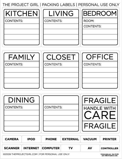 printable labels for moving boxes