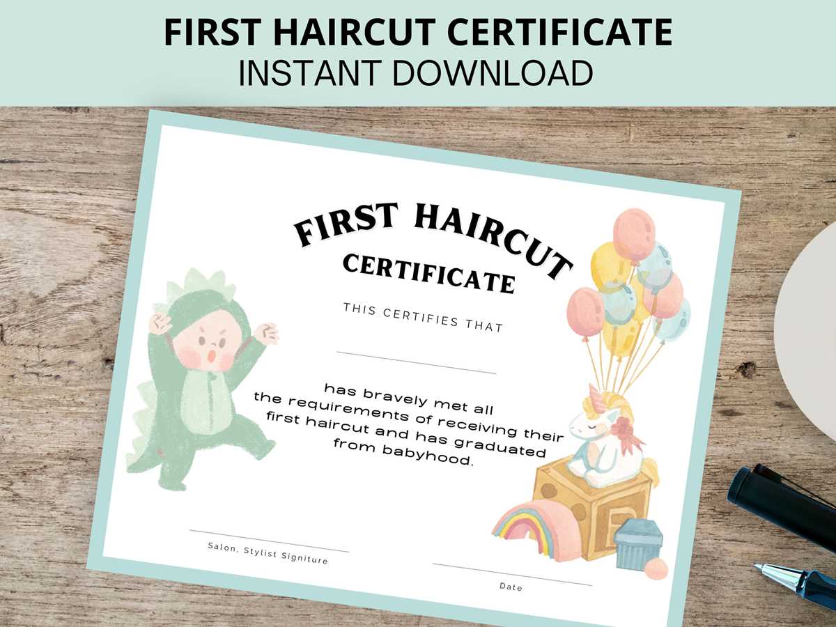 free printable first haircut certificate
