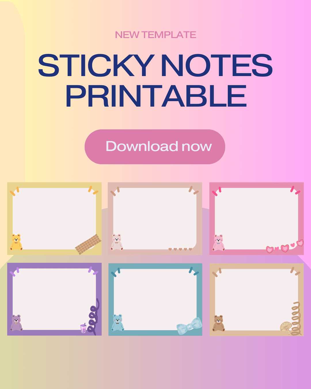 sticky note printable template