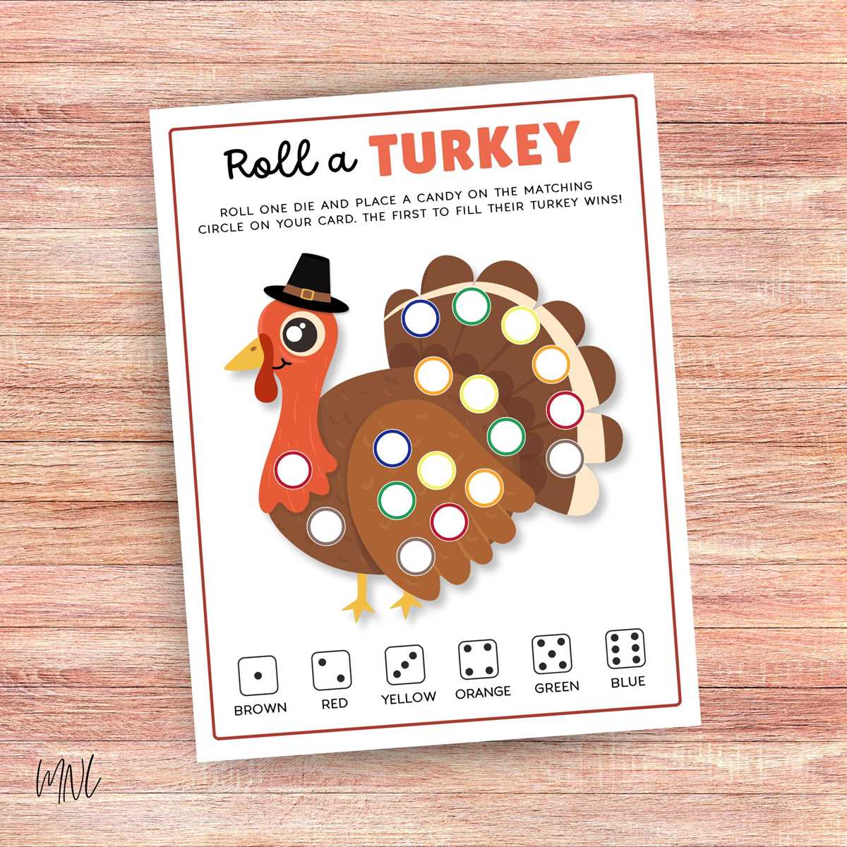 roll a turkey dice game free printable