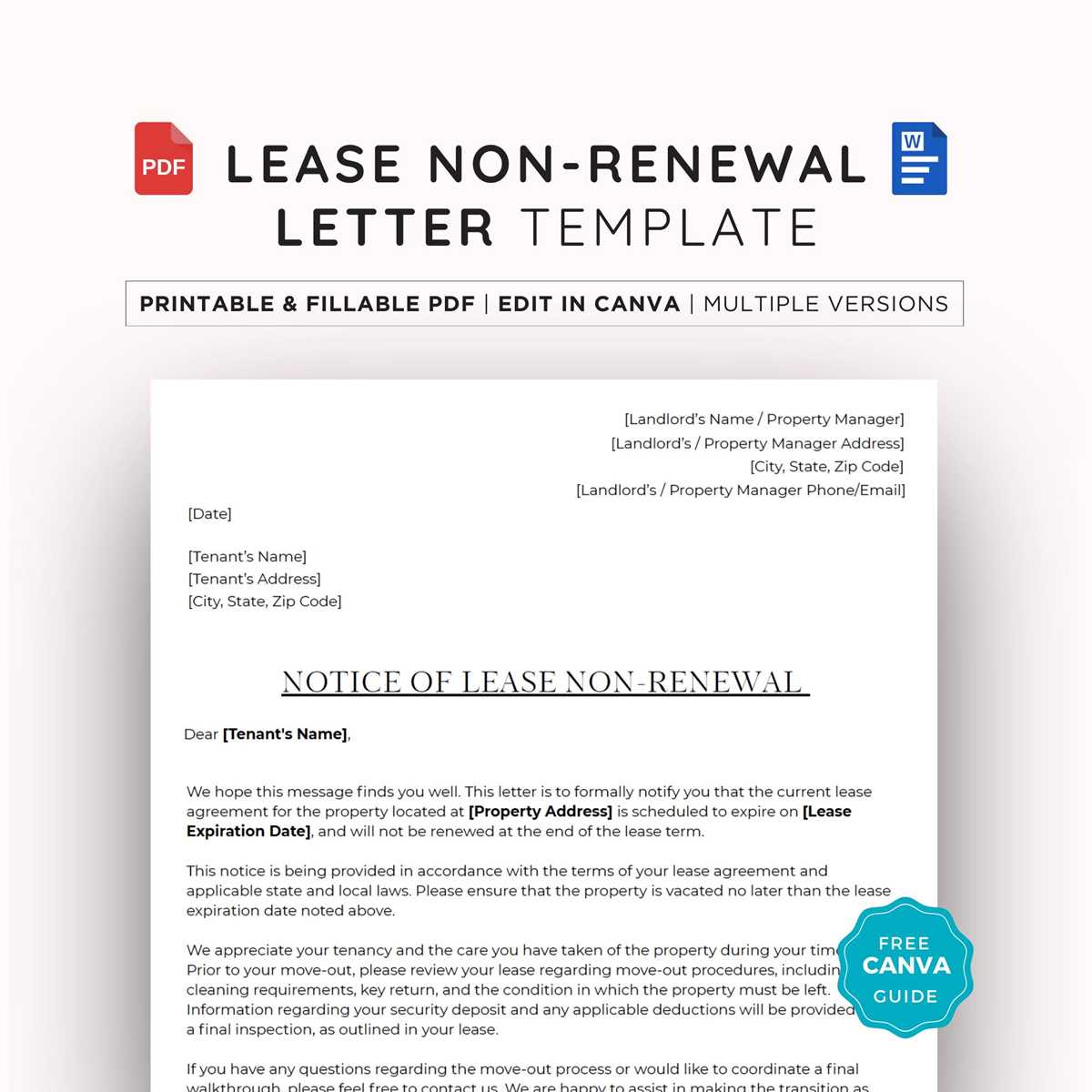 free printable non renewal of lease letter