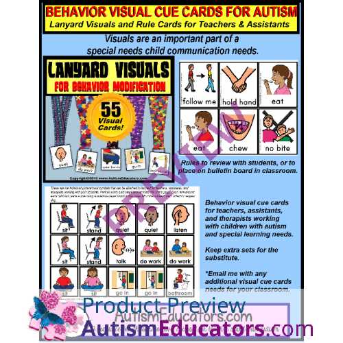 lanyard free printable visual cue cards for autism