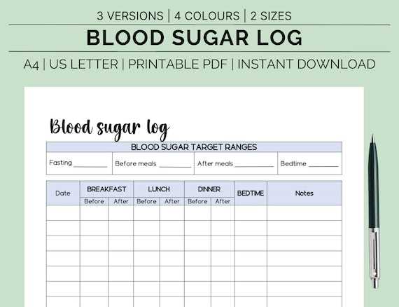 large print free printable blood sugar log sheet