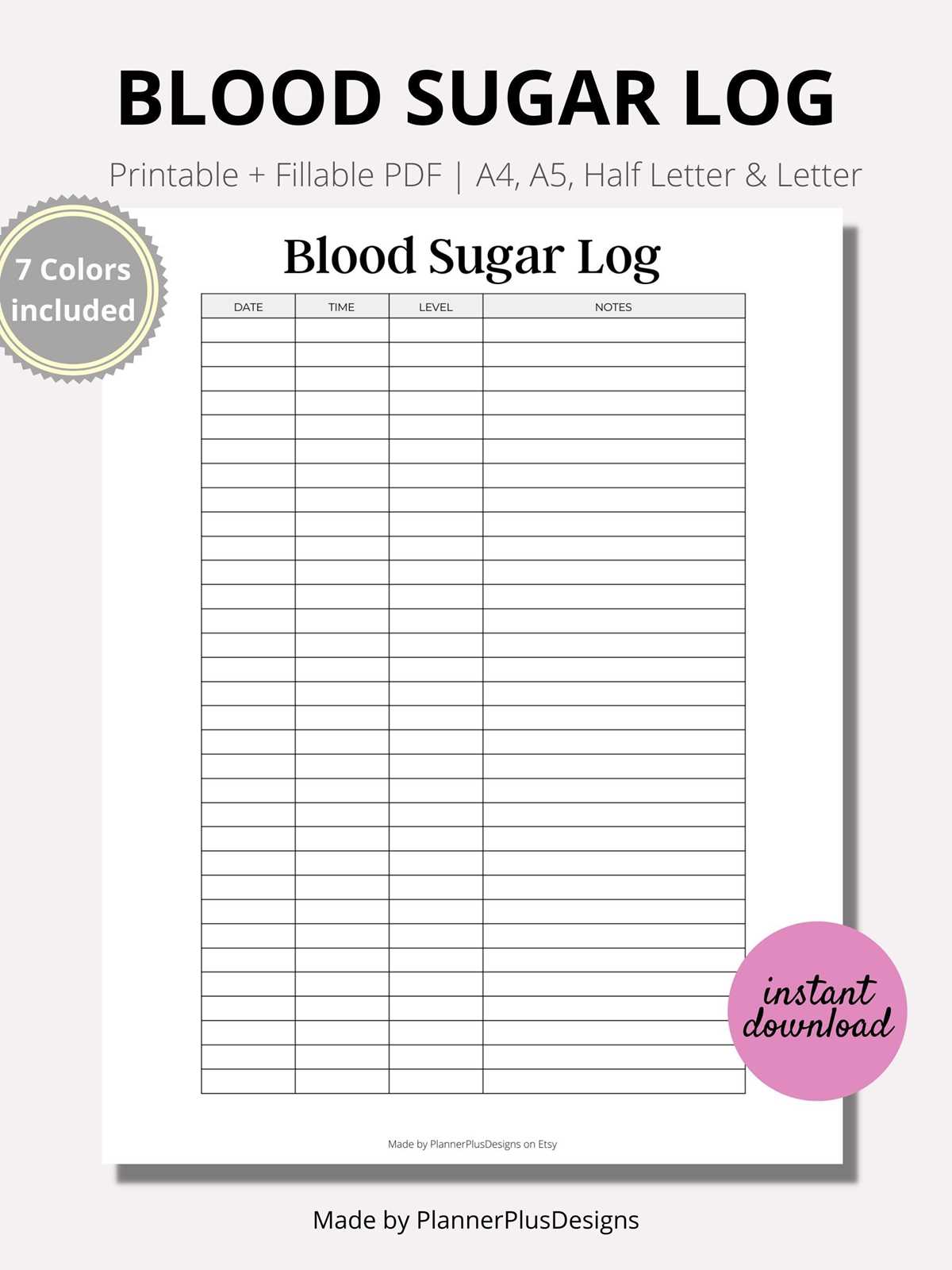 large print free printable blood sugar log sheet