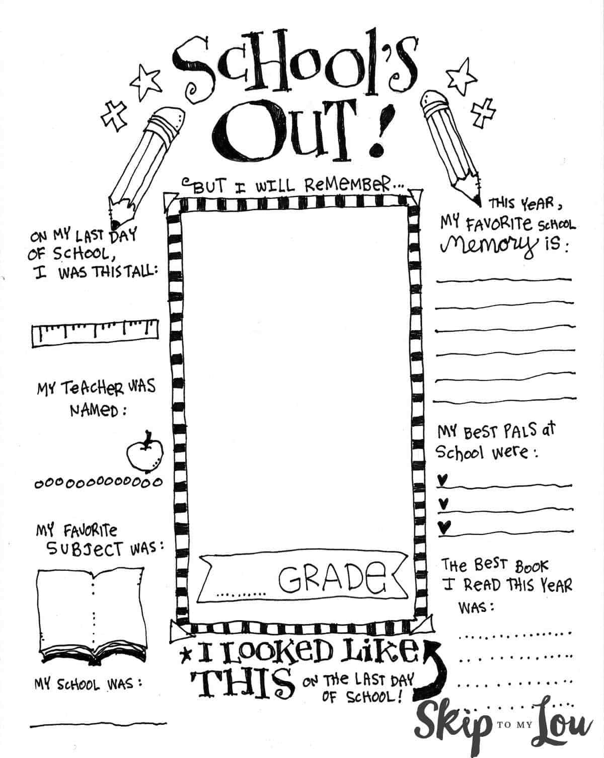 last day of school free printable