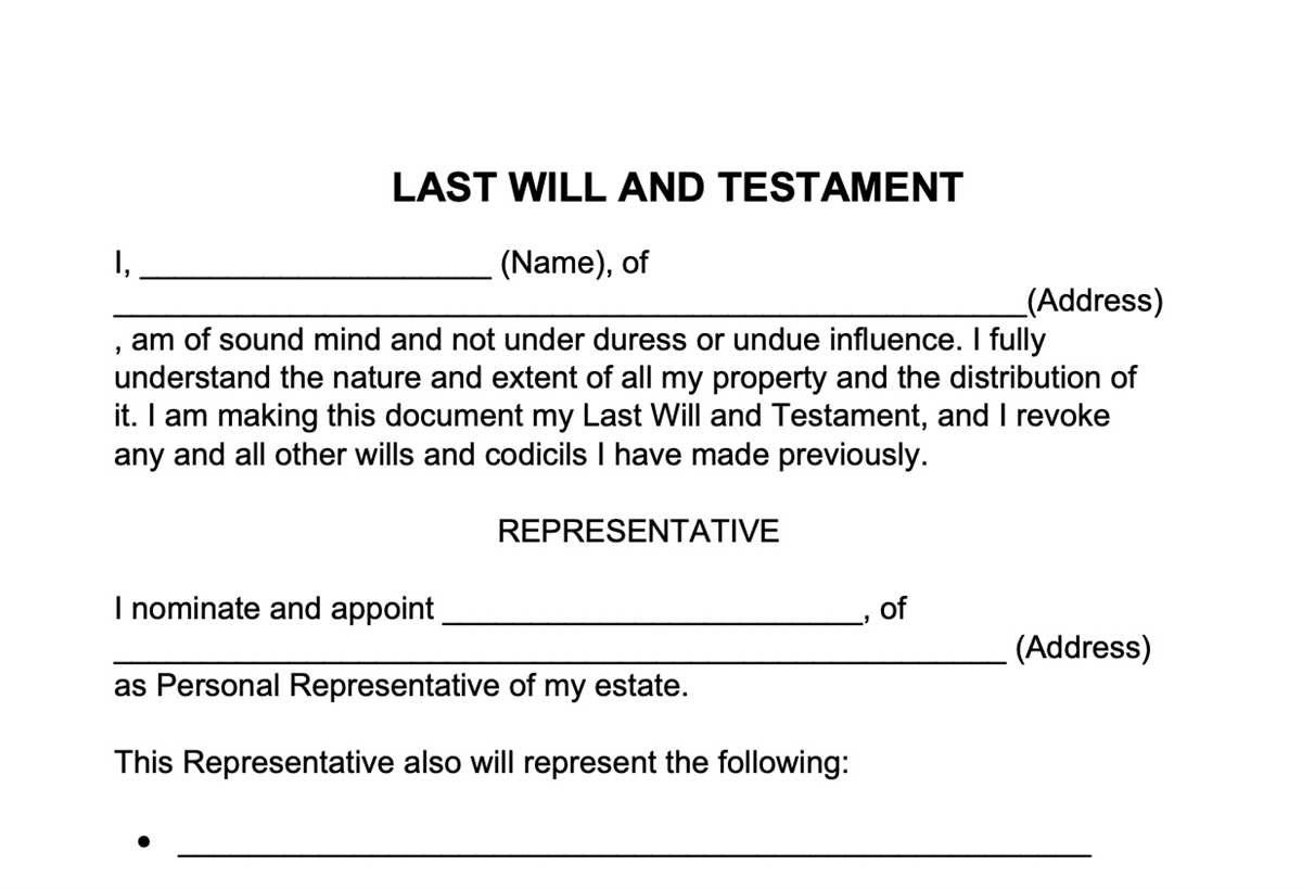last will and testament printable form last will and testament printable form