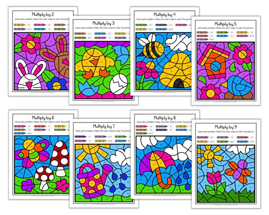 free printable multiplication coloring worksheets