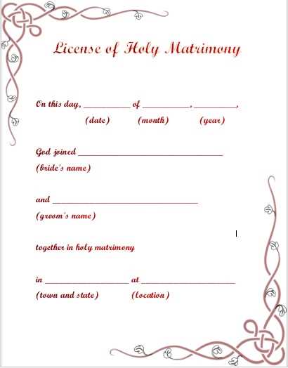 printable marriage certificate template