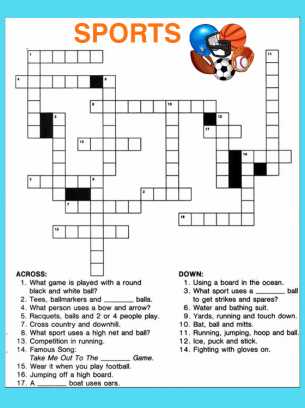 sports crossword puzzles printable