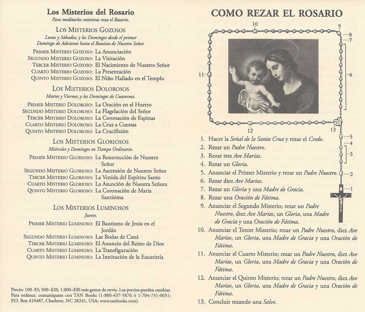 step by step printable rosary prayer in spanish