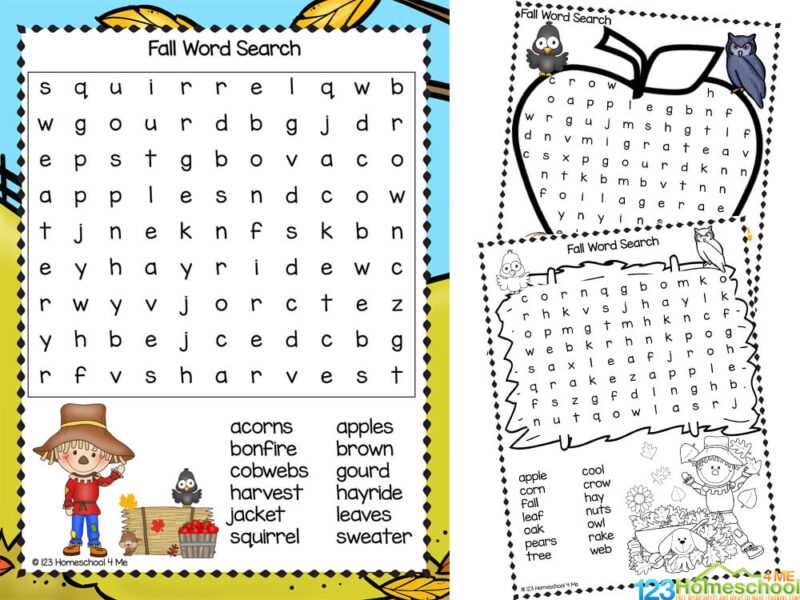 autumn word searches printable