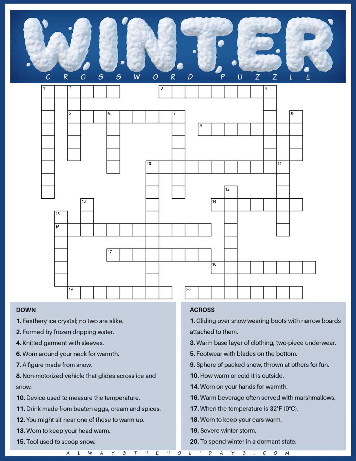 word fill in puzzles printable