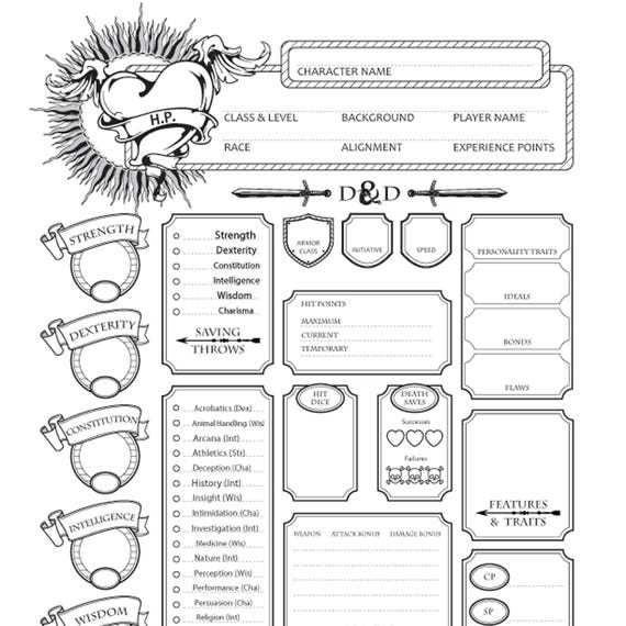 printable d and d character sheet