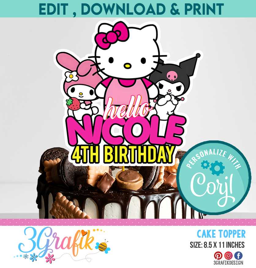 hello kitty cake topper printable