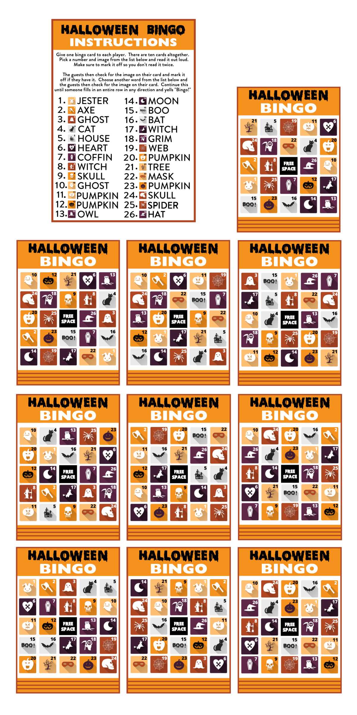 printable bingo halloween
