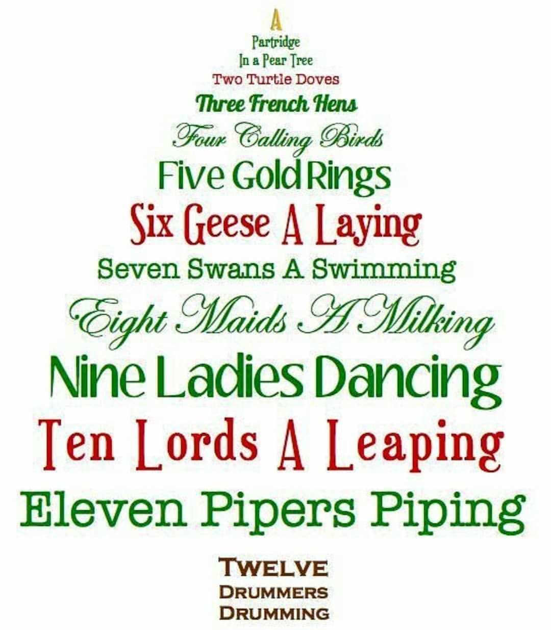 printable lyrics for 12 days of christmas
