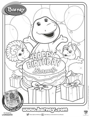 barney printable coloring pages